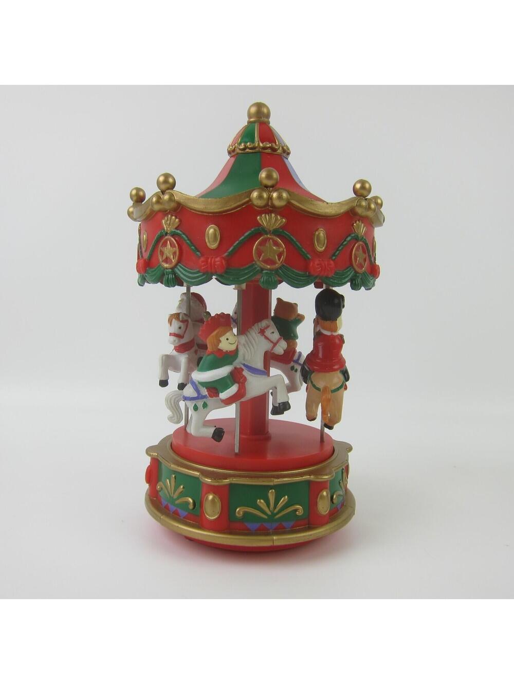 Vintage Christmas Electronic Carousel Horses Move & Plays 12 Melodies With Box - Picture 3 of 16